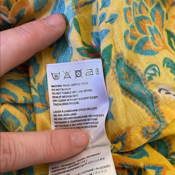 Farm Rio x Anthropologie Lace Inset Peasant Blouse in a tropical print Size S - Picture 8 of 9